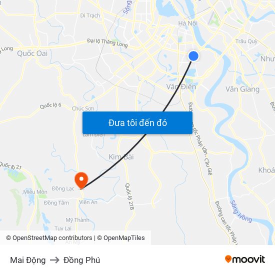 Mai Động to Đồng Phú map