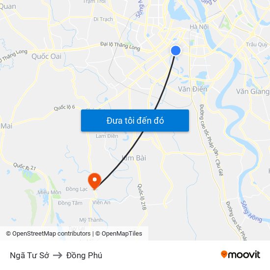 Ngã Tư Sở to Đồng Phú map