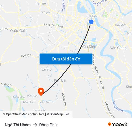 Ngô Thì Nhậm to Đồng Phú map