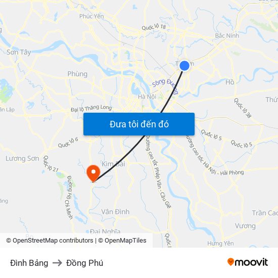 Đình Bảng to Đồng Phú map
