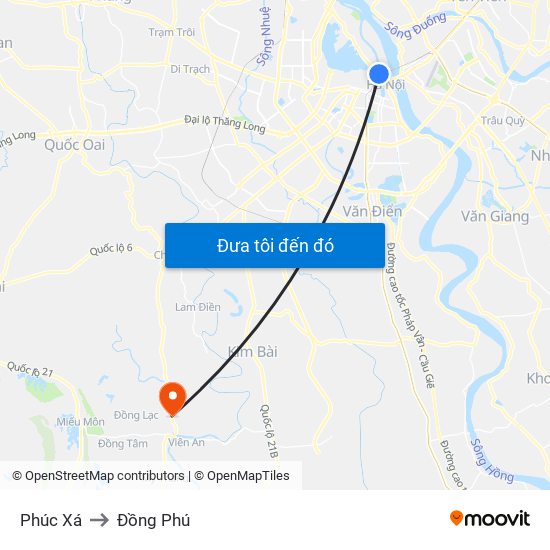 Phúc Xá to Đồng Phú map