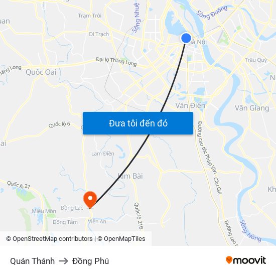 Quán Thánh to Đồng Phú map