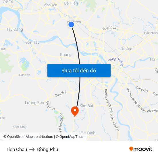 Tiền Châu to Đồng Phú map
