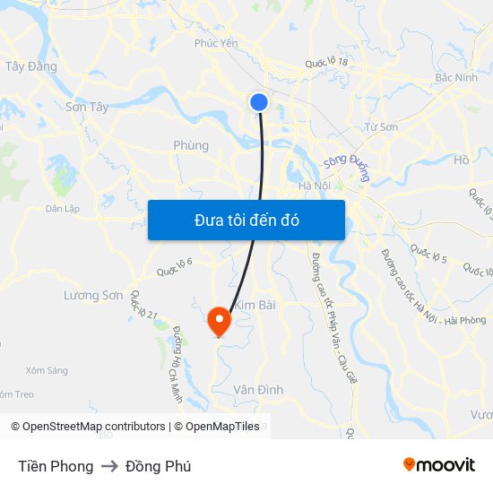 Tiền Phong to Đồng Phú map