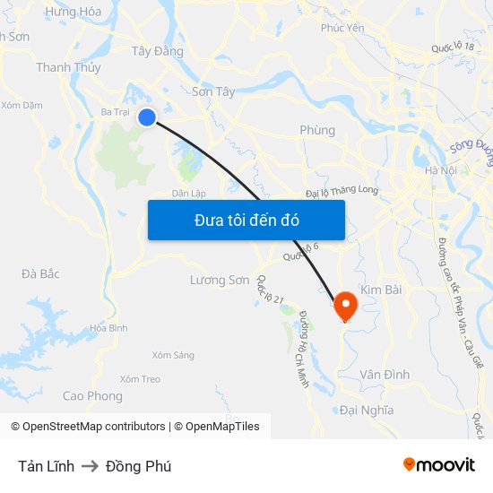 Tản Lĩnh to Đồng Phú map