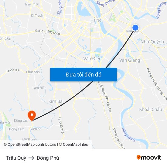 Trâu Quỳ to Đồng Phú map