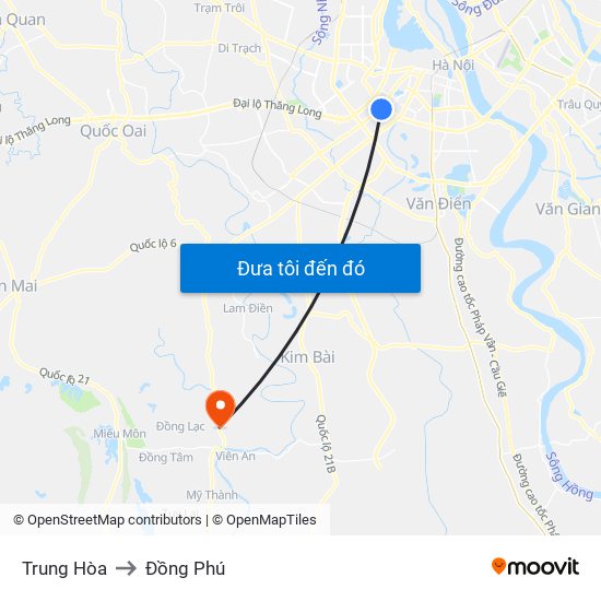 Trung Hòa to Đồng Phú map