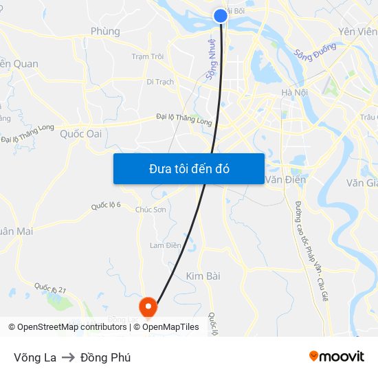 Võng La to Đồng Phú map