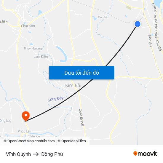 Vĩnh Quỳnh to Đồng Phú map