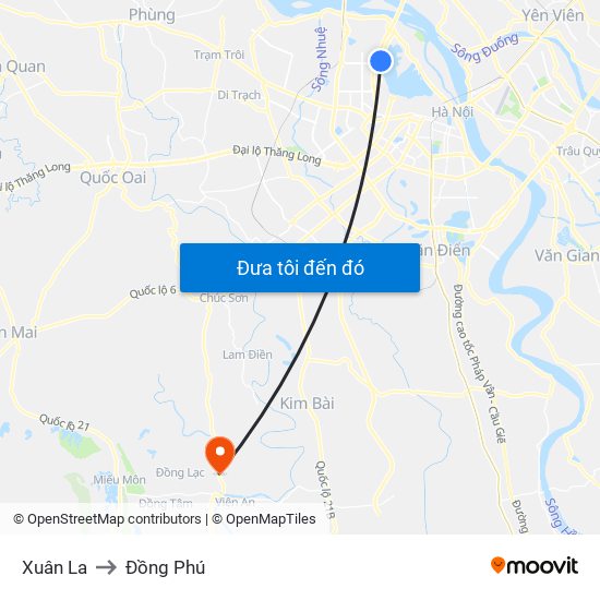 Xuân La to Đồng Phú map