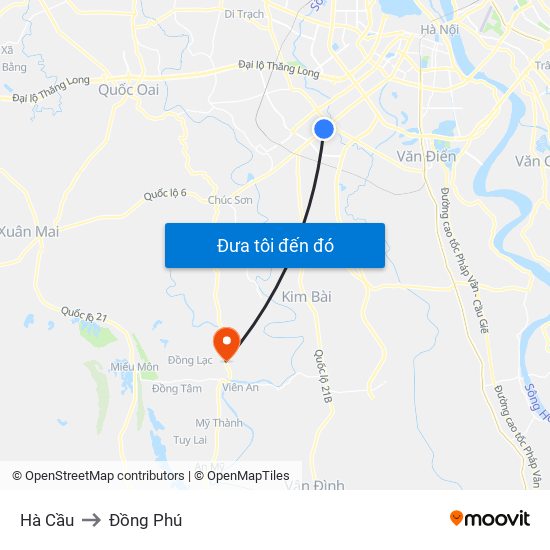 Hà Cầu to Đồng Phú map