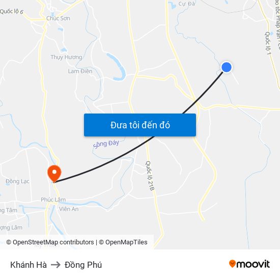 Khánh Hà to Đồng Phú map