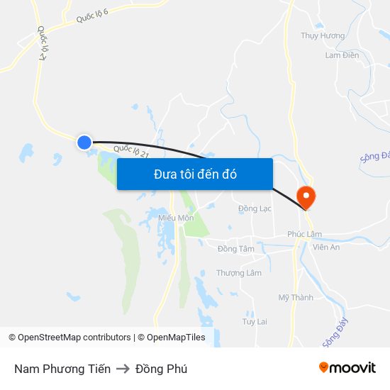 Nam Phương Tiến to Đồng Phú map