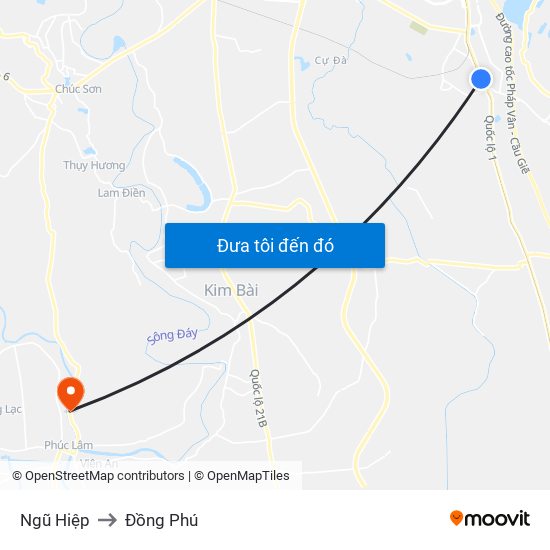 Ngũ Hiệp to Đồng Phú map