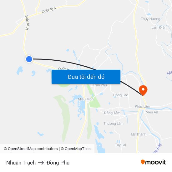 Nhuận Trạch to Đồng Phú map