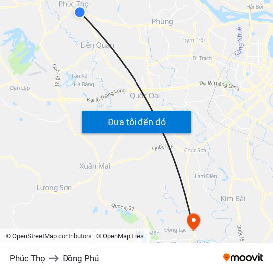 Phúc Thọ to Đồng Phú map