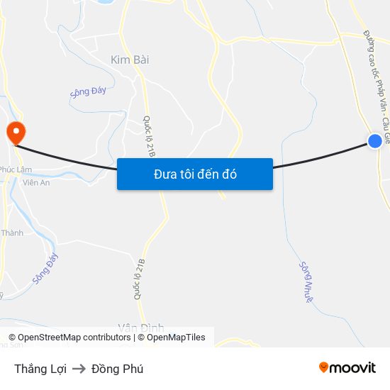 Thắng Lợi to Đồng Phú map