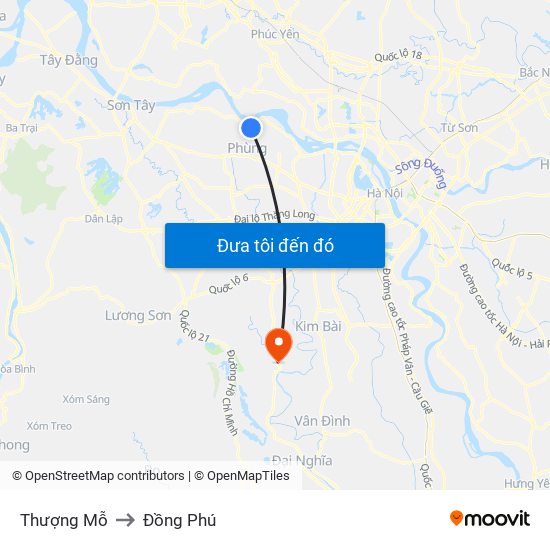 Thượng Mỗ to Đồng Phú map
