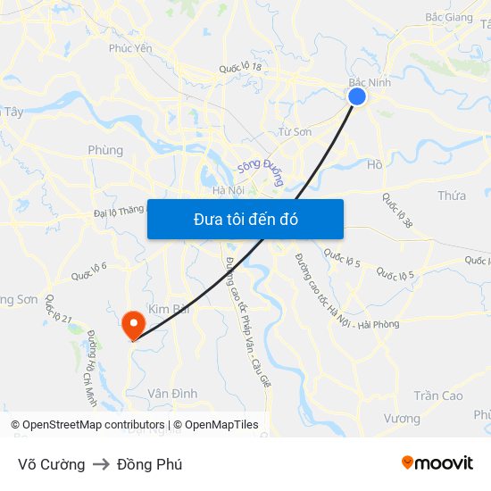 Võ Cường to Đồng Phú map