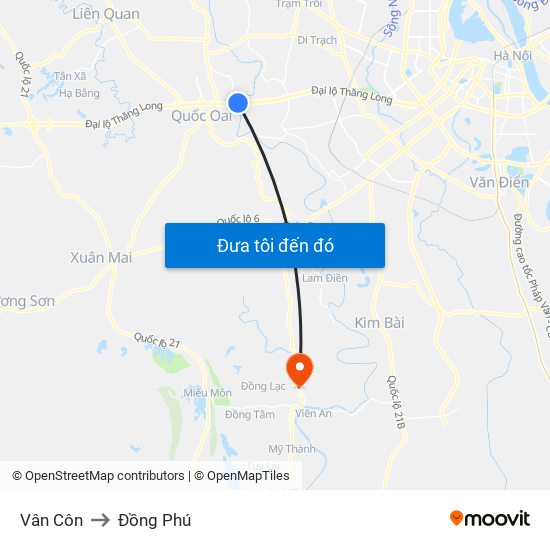 Vân Côn to Đồng Phú map