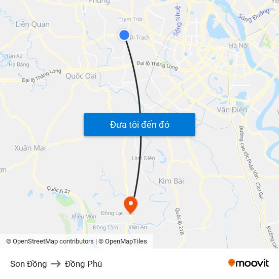 Sơn Đồng to Đồng Phú map