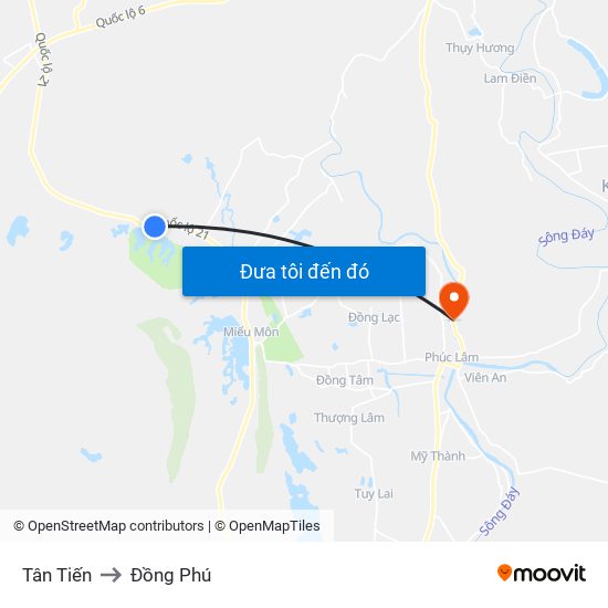 Tân Tiến to Đồng Phú map