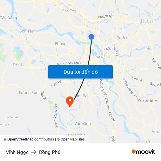 Vĩnh Ngọc to Đồng Phú map