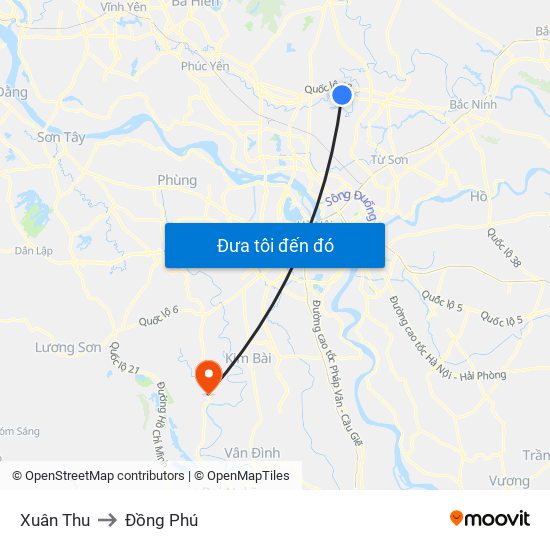 Xuân Thu to Đồng Phú map