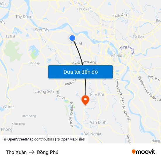 Thọ Xuân to Đồng Phú map