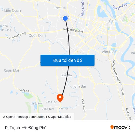 Di Trạch to Đồng Phú map