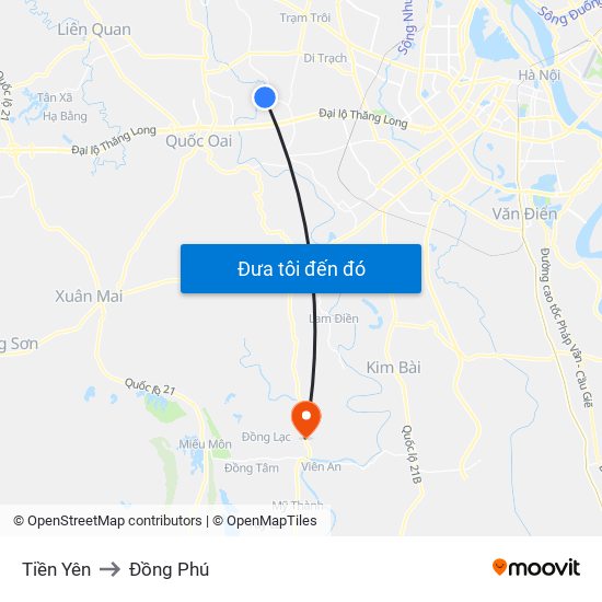 Tiền Yên to Đồng Phú map