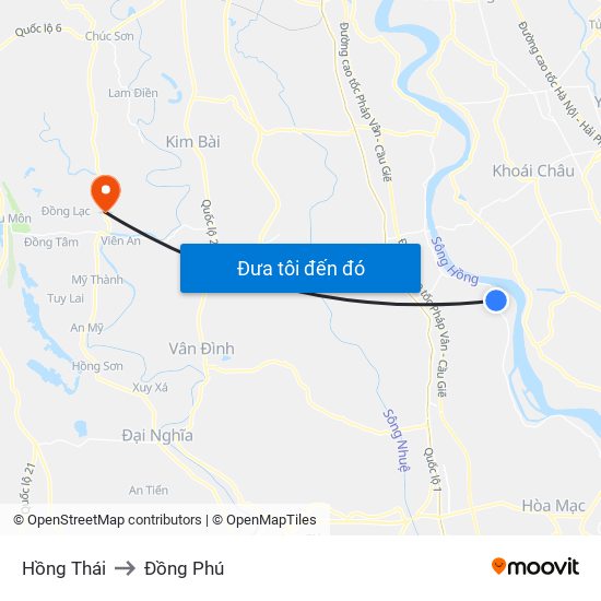 Hồng Thái to Đồng Phú map