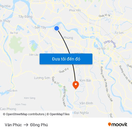 Vân Phúc to Đồng Phú map