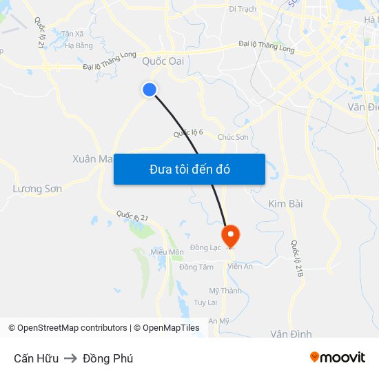 Cấn Hữu to Đồng Phú map