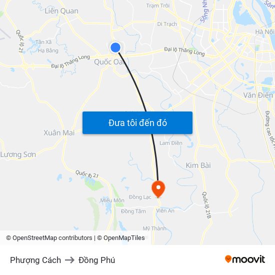 Phượng Cách to Đồng Phú map