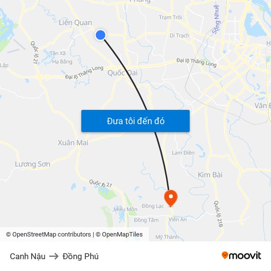 Canh Nậu to Đồng Phú map