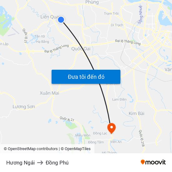 Hương Ngải to Đồng Phú map