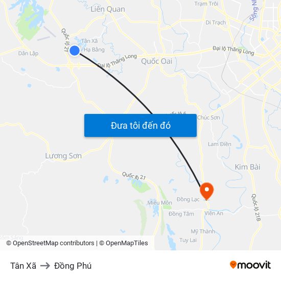 Tân Xã to Đồng Phú map