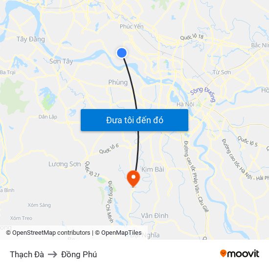 Thạch Đà to Đồng Phú map