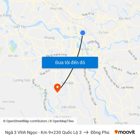 Ngã 3 Vĩnh Ngọc - Km 9+230 Quốc Lộ 3 to Đồng Phú map