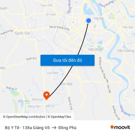 Bộ Y Tế - 138a Giảng Võ to Đồng Phú map