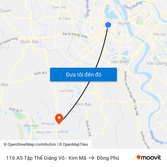 116 A5 Tập Thể Giảng Võ - Kim Mã to Đồng Phú map