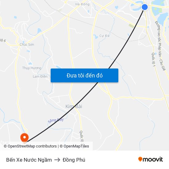 Bến Xe Nước Ngầm to Đồng Phú map