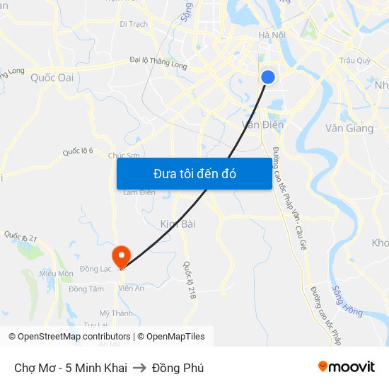 Chợ Mơ - 5 Minh Khai to Đồng Phú map