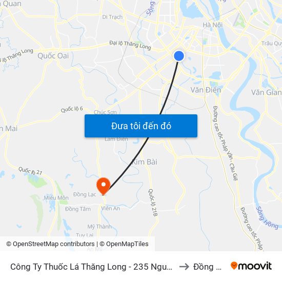 Công Ty Thuốc Lá Thăng Long - 235 Nguyễn Trãi to Đồng Phú map