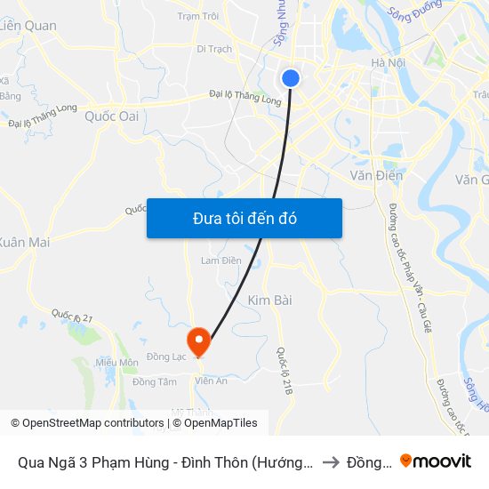 Qua Ngã 3 Phạm Hùng - Đình Thôn (Hướng Đi Phạm Văn Đồng) to Đồng Phú map