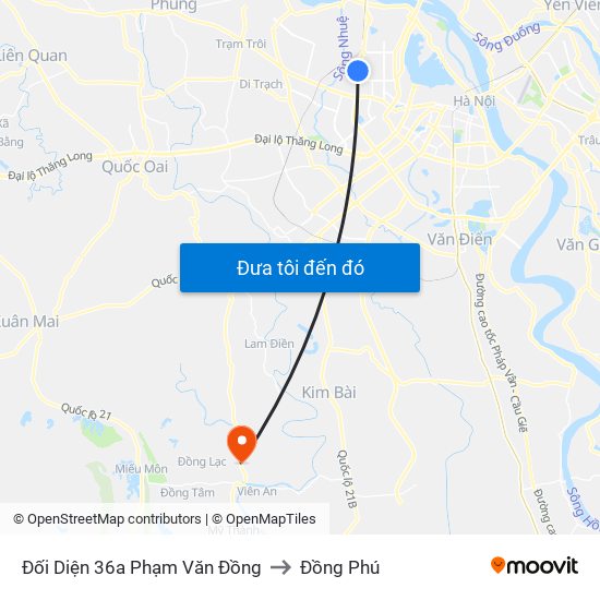 Đối Diện 36a Phạm Văn Đồng to Đồng Phú map