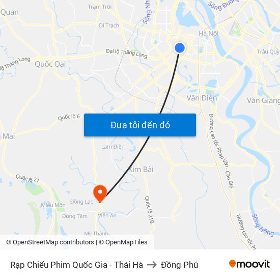 Rạp Chiếu Phim Quốc Gia - Thái Hà to Đồng Phú map