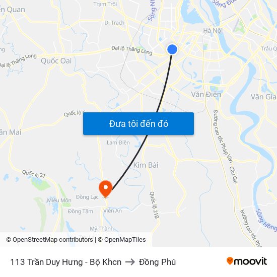 113 Trần Duy Hưng - Bộ Khcn to Đồng Phú map