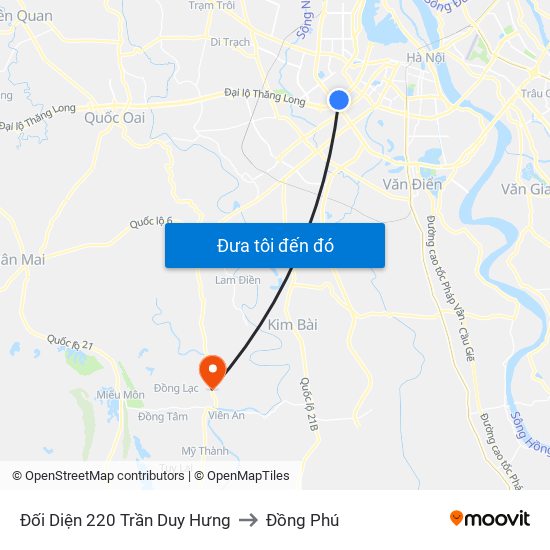 Đối Diện 220 Trần Duy Hưng to Đồng Phú map